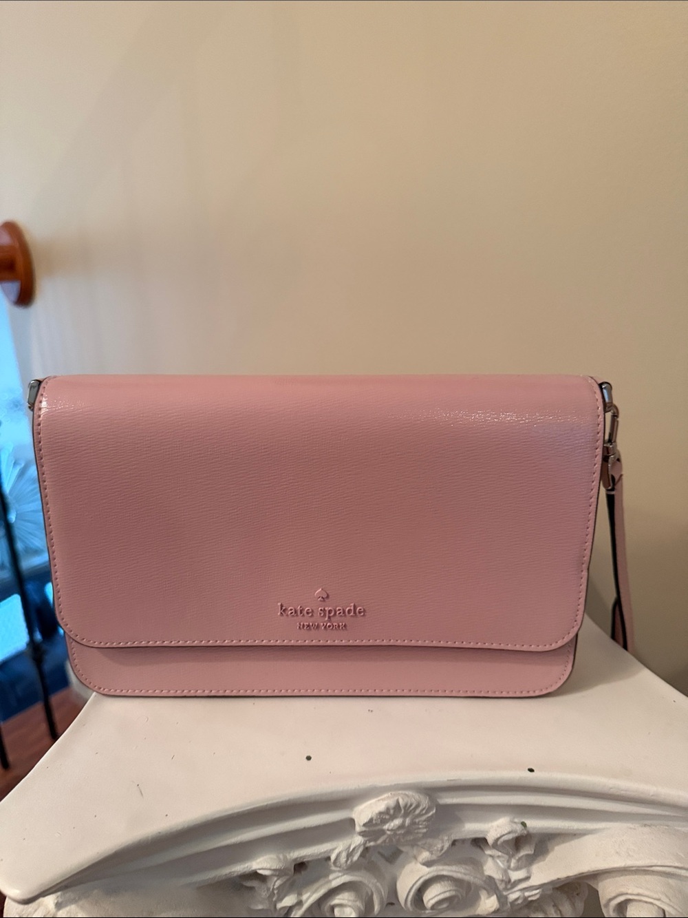 kate spade Pale Pink Leather Flap Crossbody